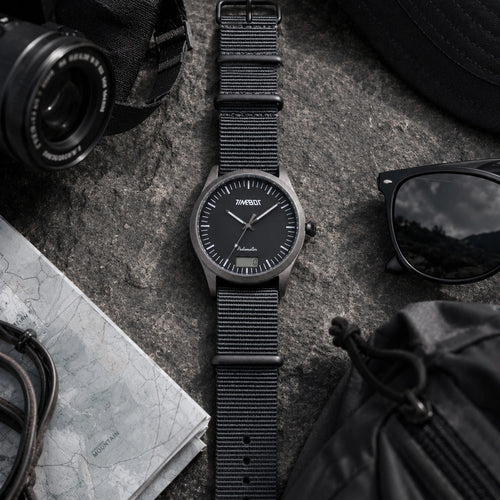 Timebot Matt Black Case Pedometer Watch - Black