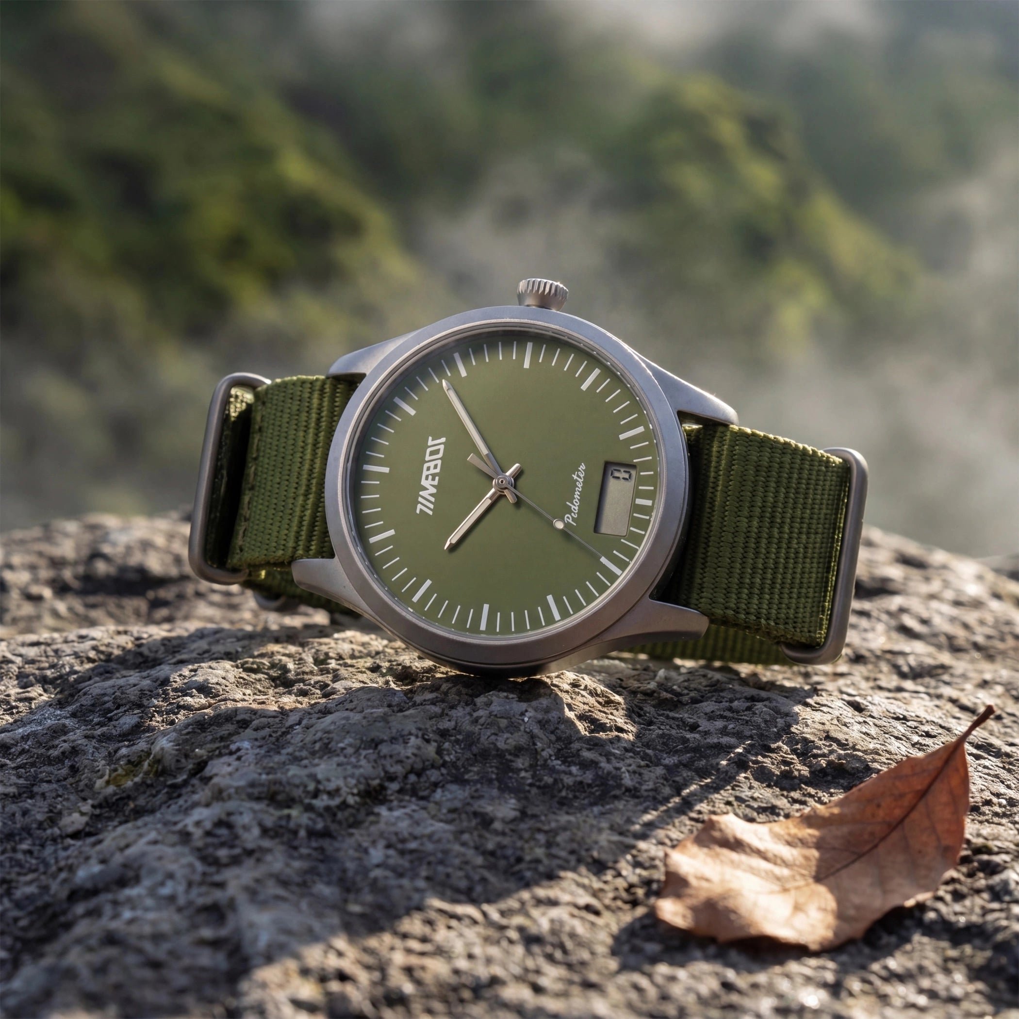 Timebot Silver Case Pedometer Watch - Green