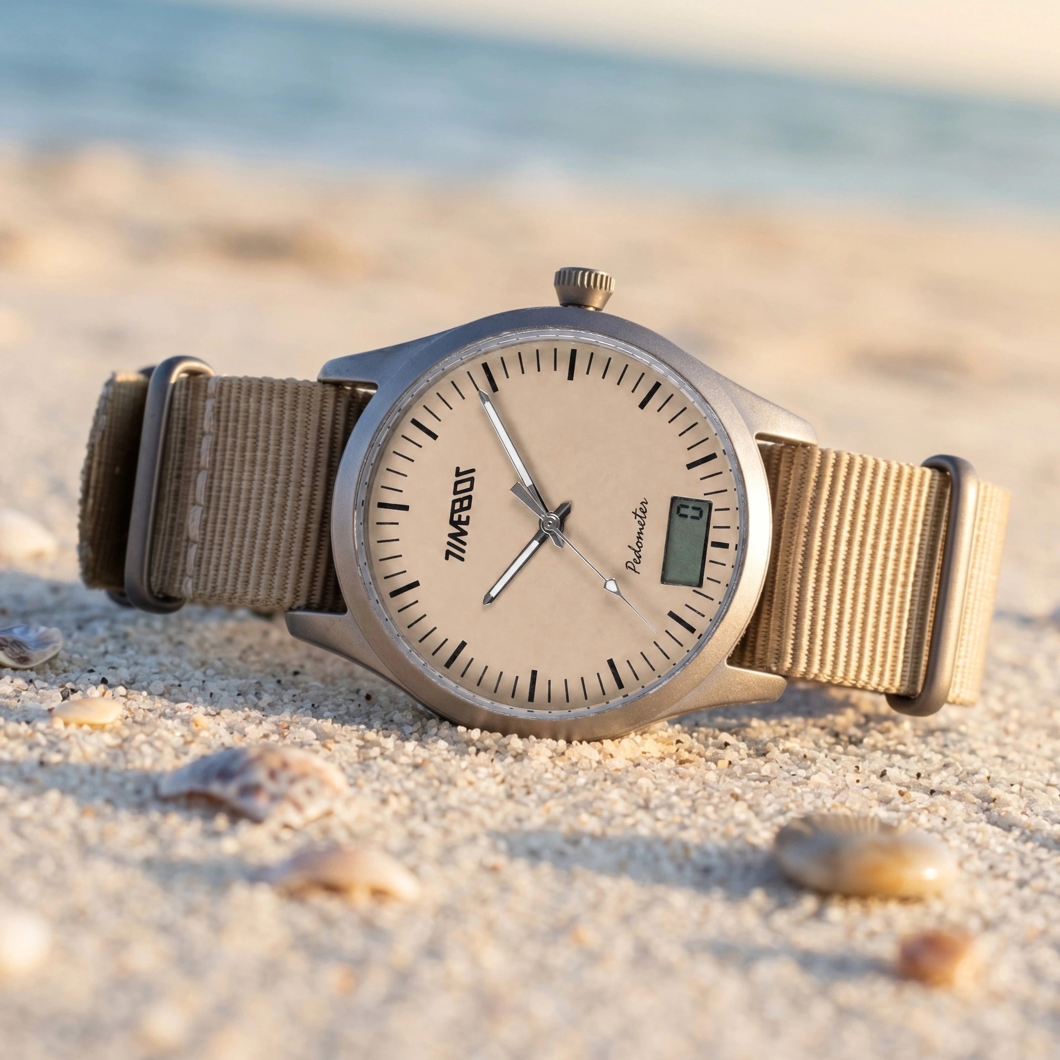 Timebot Matt Gun Case Pedometer Watch - Beige