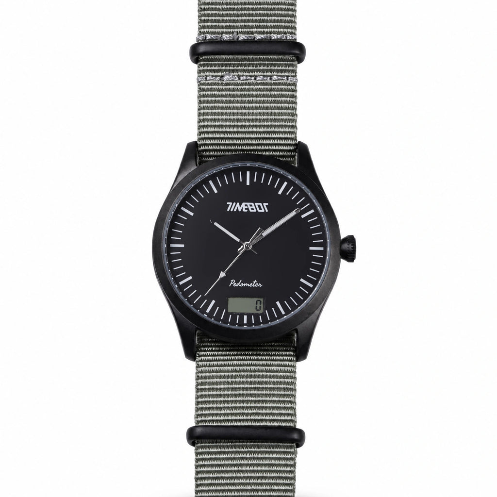 Timebot Matt Black Case Pedometer Watch - Black