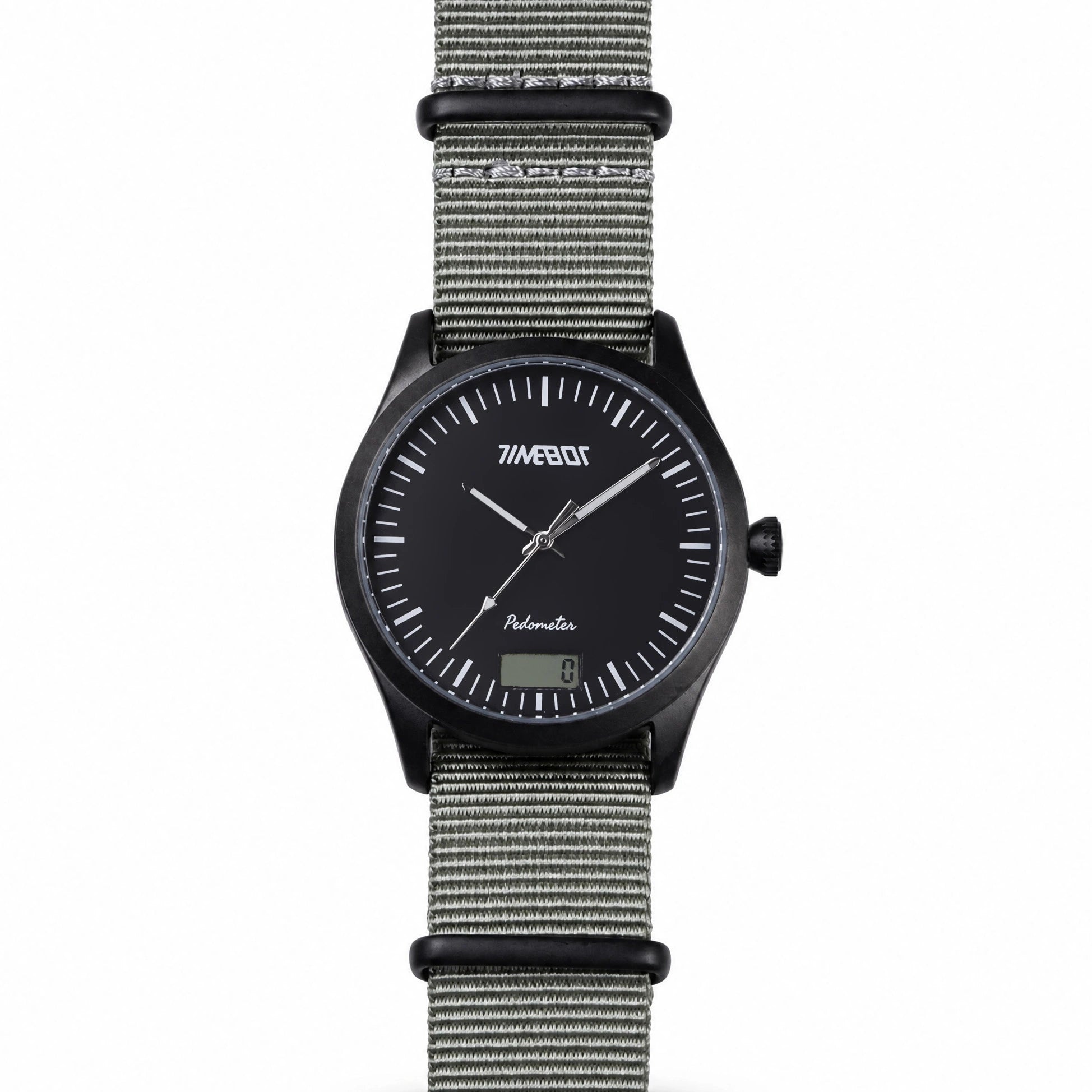 Timebot Matt Black Case Pedometer Watch - Black