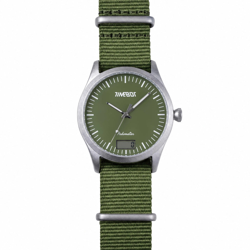 Timebot Silver Case Pedometer Watch - Green