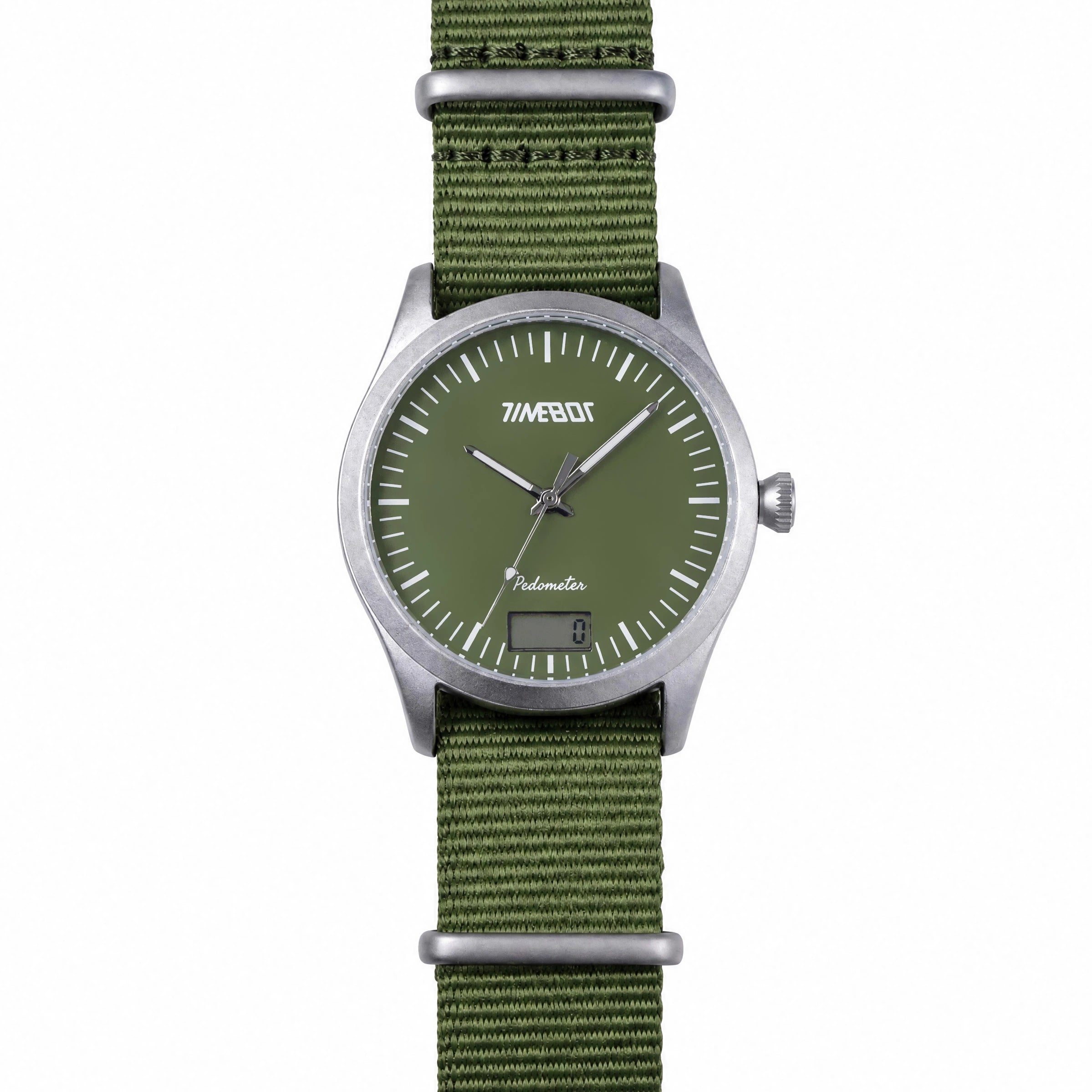 Timebot Silver Case Pedometer Watch - Green
