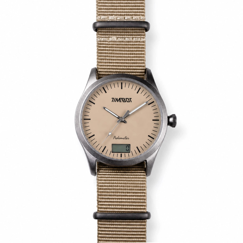 Timebot Matt Gun Case Pedometer Watch - Beige
